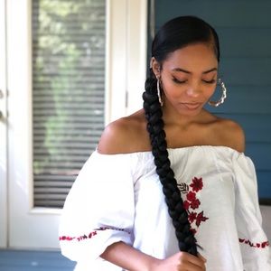 Off the shoulder embroidered flower dress